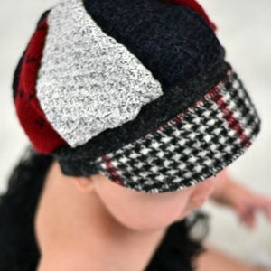 Toddler Jax Hat Black and red Montana hat 406 upcycled sweater hat chemo hat alopecia cap recycled handmade hat little boy gift image 8