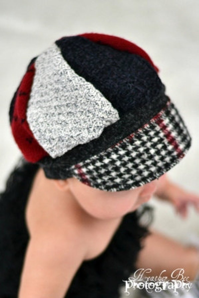 Toddler Jax Hat Black and red Montana hat 406 upcycled sweater hat chemo hat alopecia cap recycled handmade hat little boy gift image 8