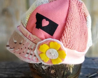 Jax Hat Toddler 6- 18 mo size - phototography prop - upcycled hat - recycled - Montana hat - chemo hat - little girl hat - alopecia