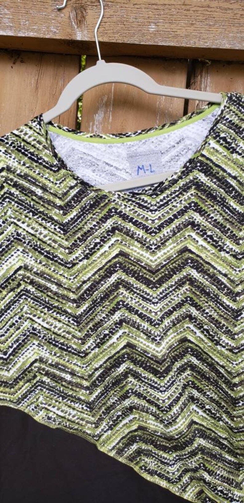 trendy top upcycled handmade tunic alternative style artsy tunic bohemian tunic Medium-large greens patchwork 34 sleeve top