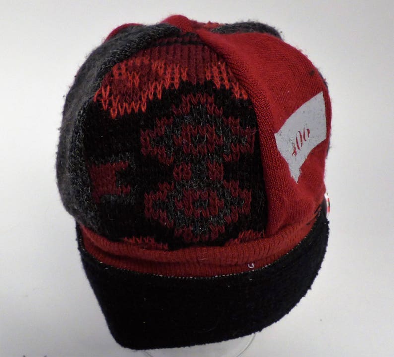 Toddler Jax Hat Black and red Montana hat 406 upcycled sweater hat chemo hat alopecia cap recycled handmade hat little boy gift image 3