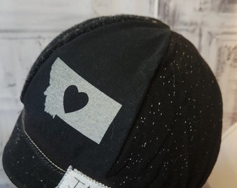 Black Montana medium-large upcycled Sweater Hat - alopecia head cover - chemo cap - great neutral hat - one of a kind