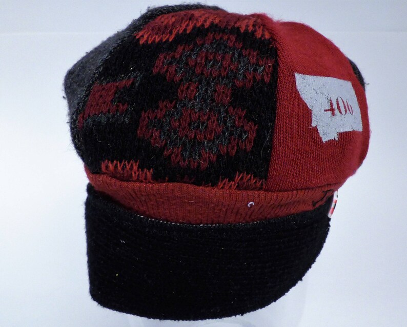 Toddler Jax Hat Black and red Montana hat 406 upcycled sweater hat chemo hat alopecia cap recycled handmade hat little boy gift image 2