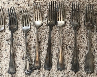 Lot of 71 Antique Vintage Silverware Utensils Flatware - Forks Spoons - Craft & Project Pieces