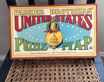 Antique Parker Brothers United States Map Puzzle - Complete