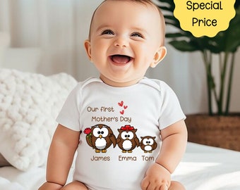 Personalised Our First Mother's day, Funny Baby Onesie, Custom Shirt, New Born Gender Neutral Baby Sleepsuit, Toddler Shirt, Baby Showers