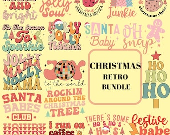 Paquete de imágenes SVG y PNG navideñas retro para camisetas (descarga digital)