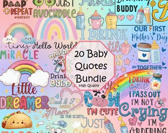 Funny Baby Png Bundle, 20 Baby Quotes Sublimation Designs, Newborn Png Bundle, Baby Shower Png, Baby Onesie Png Designs, Digital Download