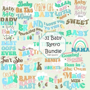 Baby Retro Bundle, Cute Baby Sayings SVG, Funny Baby SVG, Baby Boy Girl SVG, Newborn Svg Bundle, Baby Quote Bundle, Baby Shower Svg