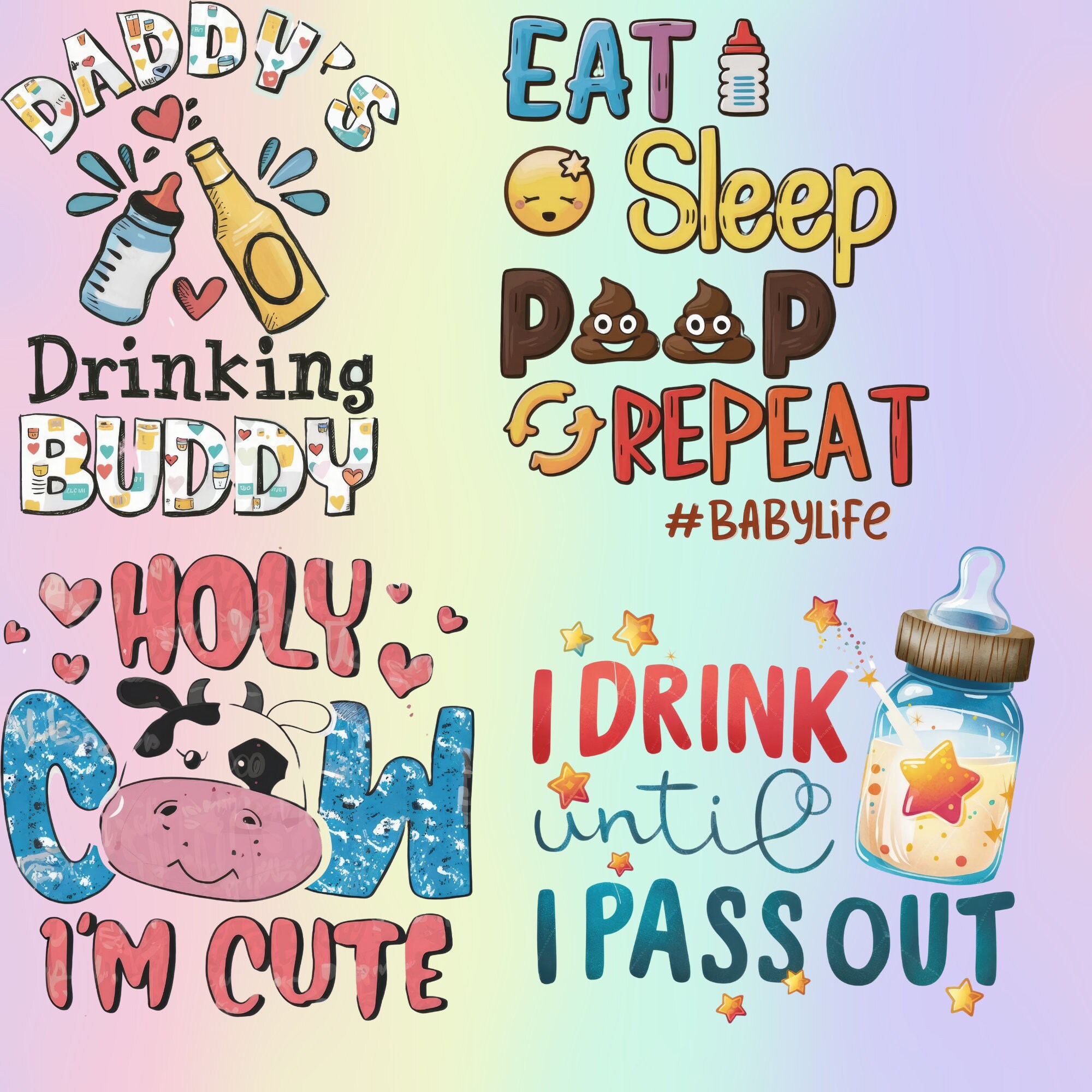 Funny Baby Png Bundle, 20 Baby Quotes Sublimation Designs, Newborn Png ...