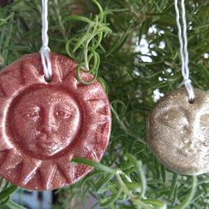 Celestial Moon & Sun Ornaments / Statuary - Metallic Copper and Metallic Gold