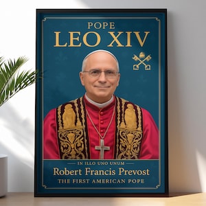 Ritratto digitale di Papa Leone XIV / Stampa di Papa americano / Ritratto papale / Vaticano 2025 / Arte murale cattolica / Regalo religioso / Decorazione cristiana