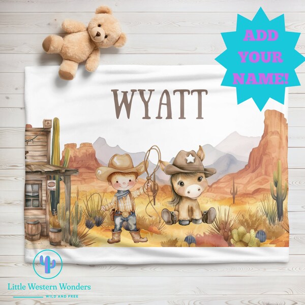 Personalized Western Boy Baby Blanket For Boy Gift Idea Custom Name Blanket Baby Shower Gift Cowboy Nursery Decor