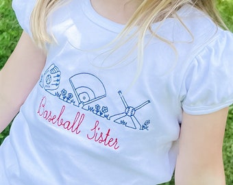 Baseball Sister Sibling Tee for girls little sis big sister baseball brother