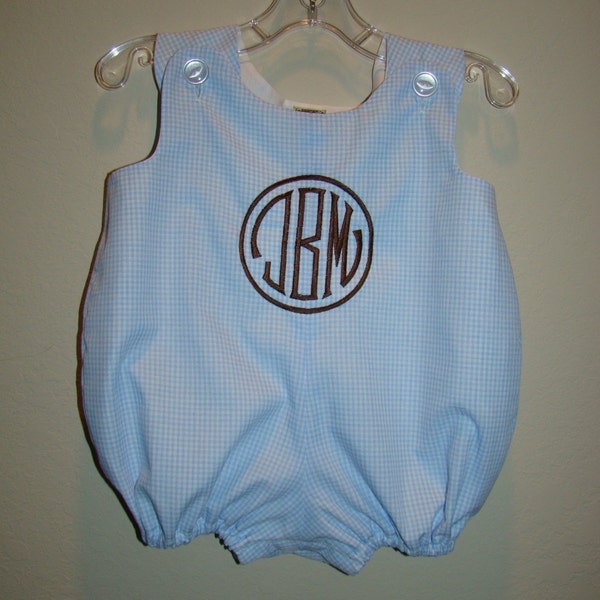 Monogrammed Baby Boy Bubble Suit  Newborn thru 24 months YOU CHOOSE FABRIC