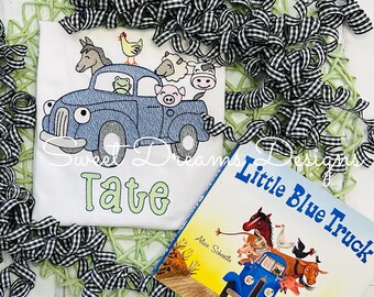 Blue Truck with Farm Animals Tee Little Truck Story Book Tee Blue truck birthday