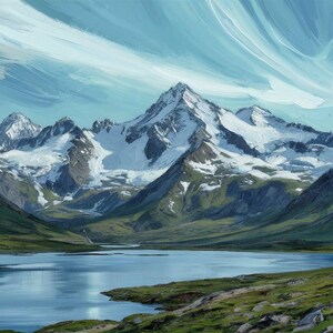 Peinture à l'huile personnalisée, votre paysage de montagne photo préféré converti en peinture, peinture sur commande cadeaux personnalisés