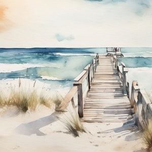 Sommer Urlaub Strand Sonne Meer Kunstdruck , Nordsee, Personalisierter Urlaubsspruch als Foto als Aquarell als Geschenk, schönste Zeit, Bild 1