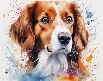 Pop Art Aquarellbild Personalisiertes Hundeportrait Hunde,Kunstbild Kooikerhondje individuelle Geschenkidee Leinwandkunst Haustier