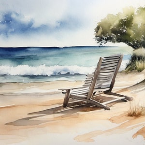 Sommer Urlaub Strand Sonne Meer Kunstdruck , Nordsee, Personalisierter Urlaubsspruch als Foto als Aquarell als Geschenk, schönste Zeit, Bild 6