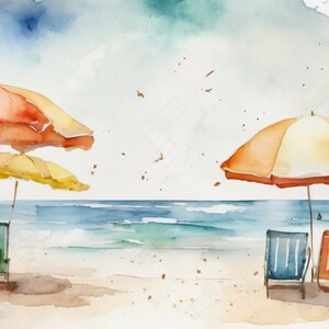 Sommer Urlaub Strand Sonne Meer Kunstdruck , Nordsee, Personalisierter Urlaubsspruch als Foto als Aquarell als Geschenk, schönste Zeit, Bild 2