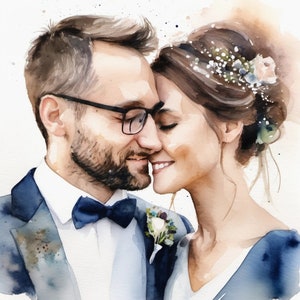 Hochzeit Foto als Aquarelle Änderung Druck oder Original Aquarelle Arbeit Foto Benutzerdefiniertes Geschenk bis 80x80 cm Individuelle Bild 3