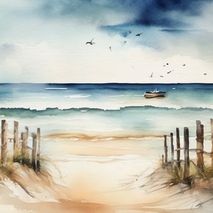 Sommer Urlaub Strand Sonne Meer Kunstdruck , Nordsee, Personalisierter Urlaubsspruch als Foto als Aquarell als Geschenk, schönste Zeit, Bild 7