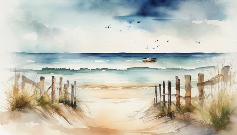 Sommer Urlaub Strand Sonne Meer Kunstdruck , Nordsee, Personalisierter Urlaubsspruch als Foto als Aquarell als Geschenk, schönste Zeit, Bild 7