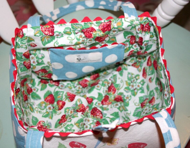 Vintage Tablecloth Strawberries Tote Bag Purse Etsy