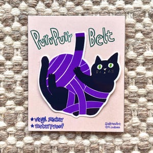 Stickers ceinture ronronnant | Amoureux des chats de Jiujitsu | Stickers étanches pour ordinateur portable et décoration de bouteille d'eau
