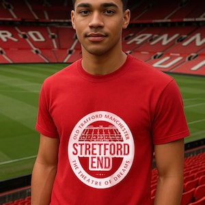 Manchester United Stretford End T-Shirt: MUFC Red Devils Old Trafford Tee