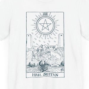 Salve seitán, Rider Waite, la carta de la luna, tarot, derechos de los animales, liberación animal, ALF, ocultismo, brujería, contracultura, camiseta para veganos