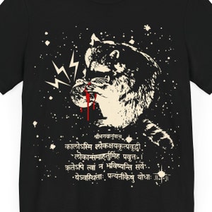 Now I am become death, the destroyer of worlds, Oppenheimer, Krishna, anarchist, leftist, vegan, atheist, trash panda, raccoon, punk t shirt