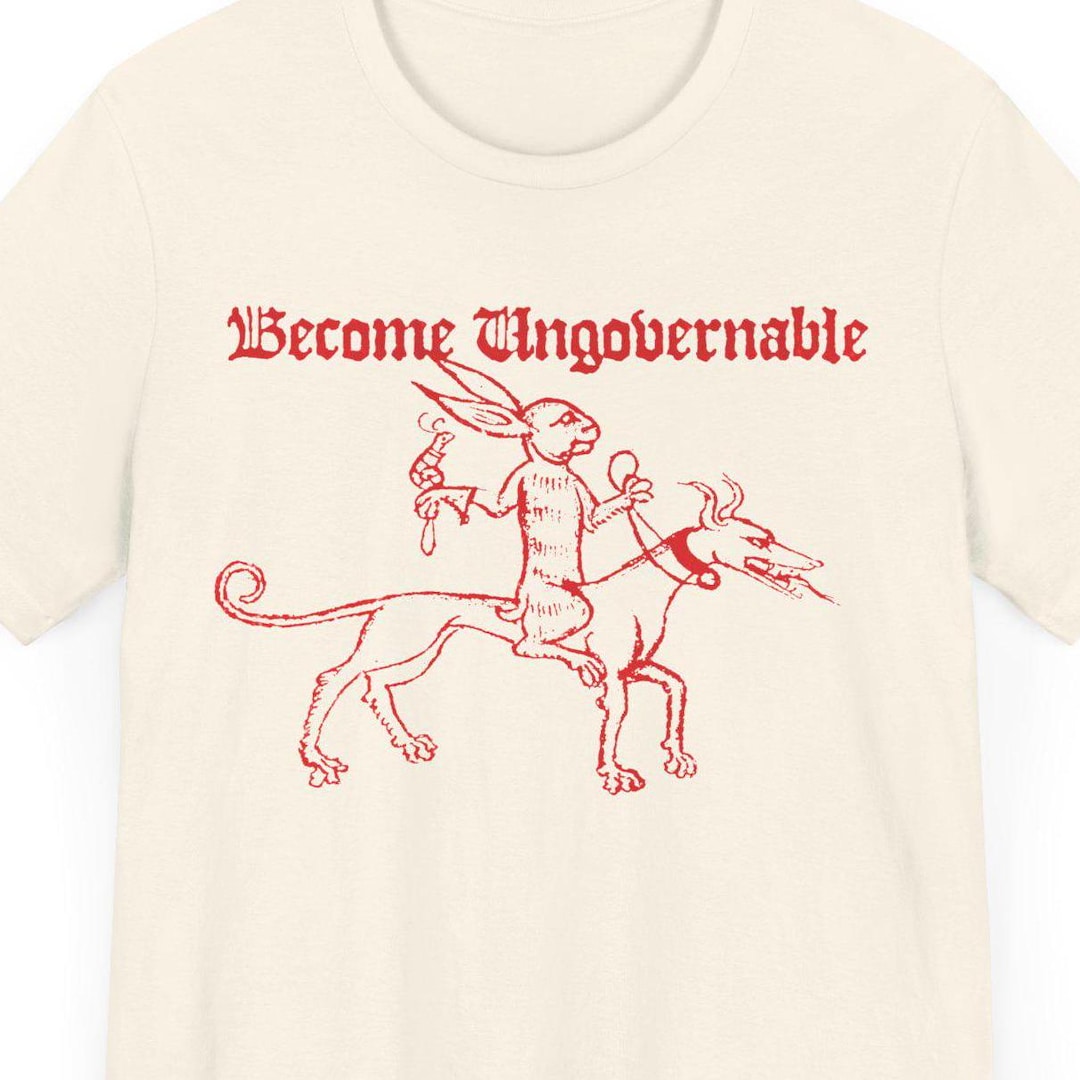 Anarchist Rabbit Become Ungovernable, Medieval Rabbit, Dog and Snail, Weird Hare Shirt ...