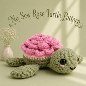Rose Turtle Crochet Pattern PDF, Flower Turtle Amigurumi Pattern, Cute Turtle Plush Pattern, Floral Turtle Crochet, Animal Crochet Pattern