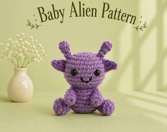 Patrón PDF de amigurumi de alienígena adorable, patrón de juguete de alienígena a crochet, peluche espacial kawaii, alienígena de peluche fácil, regalo de ciencia ficción, peluche DIY, juguete de crochet en PDF