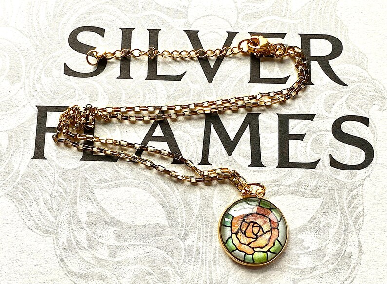 Azriel rose necklace, Sarah J. Maas licensed, fantasy jewelry, cosplay jewelry, fandom jewelry, handmade image 1