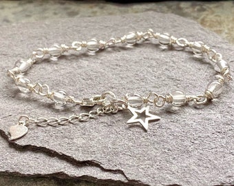 Star charm sterling silver bracelet, handmade, bookish gift, Rattle the stars, To the stars who listen, ACOTAR, officially SJM licensed