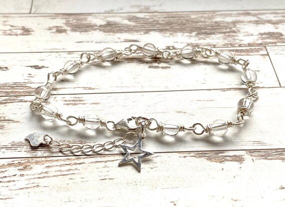 Star Charm Sterling Silver Bracelet, Handmade, Bookish Gift
