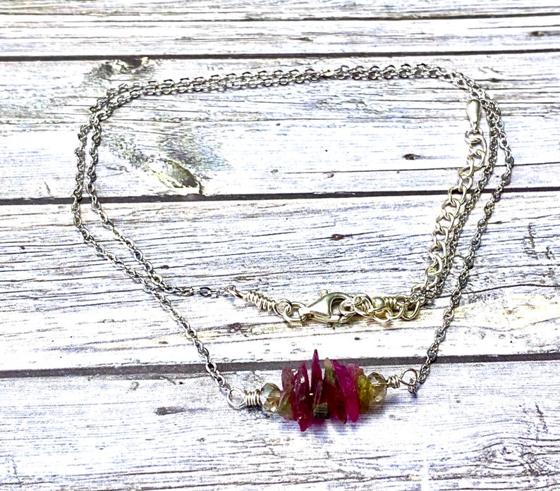 Ruby gemstone chips and sterling silver necklace, crystal pendant, spiritual jewelry, gifts for her, healing jewelry, handmade image 7