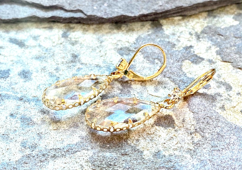 crystal magic gold plated fandom drop earrings dewdrop Earrings handmade elves jewelry zirkon faerie jewelry teardrop cosplay