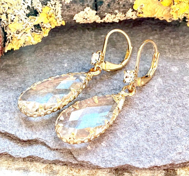 crystal magic gold plated fandom drop earrings dewdrop Earrings handmade elves jewelry zirkon faerie jewelry teardrop cosplay