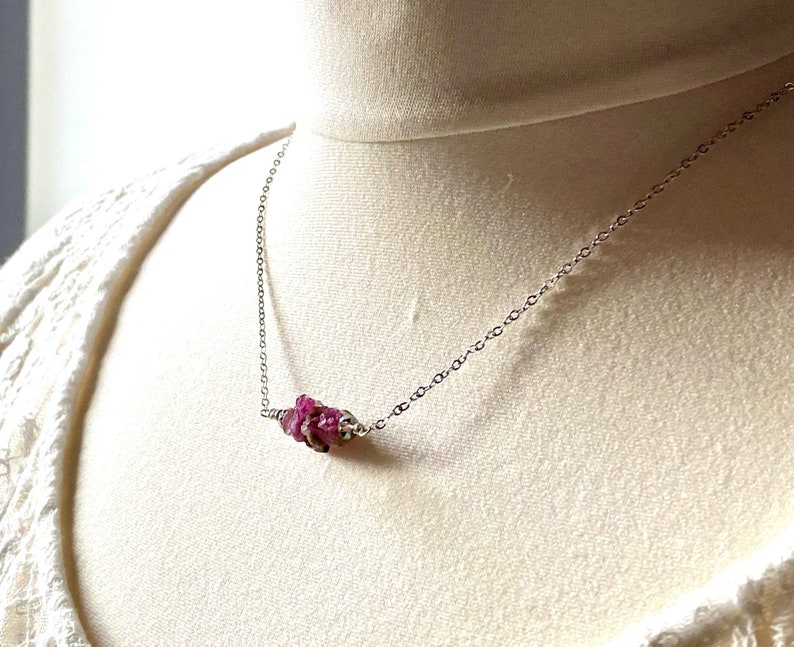 Ruby gemstone chips and sterling silver necklace, crystal pendant, spiritual jewelry, gifts for her, healing jewelry, handmade image 2