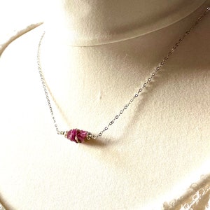 Ruby gemstone chips and sterling silver necklace, crystal pendant, spiritual jewelry, gifts for her, healing jewelry, handmade image 5