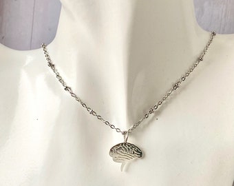 Brain necklace, science jewelry, antiallergic stainless steel chain, gift for psychologists, neurosurgeons, scientists