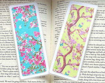 Sakura flower set of two handmade bookmarks, matte laminated cardstock bookmark, gifts for readers, handmade bookmark, bookish gift