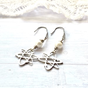Atom earrings, science jewelry, Teacher gift, stainless steel, nerd jewelry, Big Bang theory, gift for science lover, Oppenheimer inspired