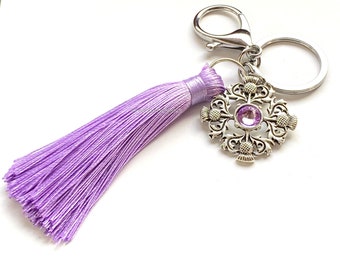 Outlander inspired bag charm, key chain, purse charm, handmade, Outlander, thistle, Scottish, celtic, bookish, fanart, gift