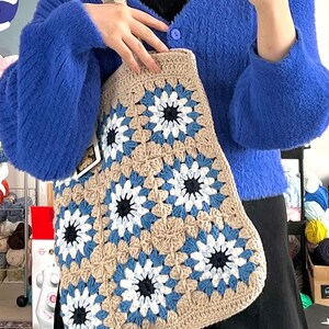 crochet evil eye bag. crochet festival bag. handmade shoulder bag. tote bag. beach bag. knitted bags. sholder bag. afghan bag. crochet bag. zdjęcie 2