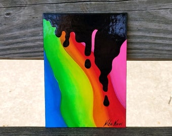 Regenbogen Acrylgemälde Original Kunst 5x7 Zoll